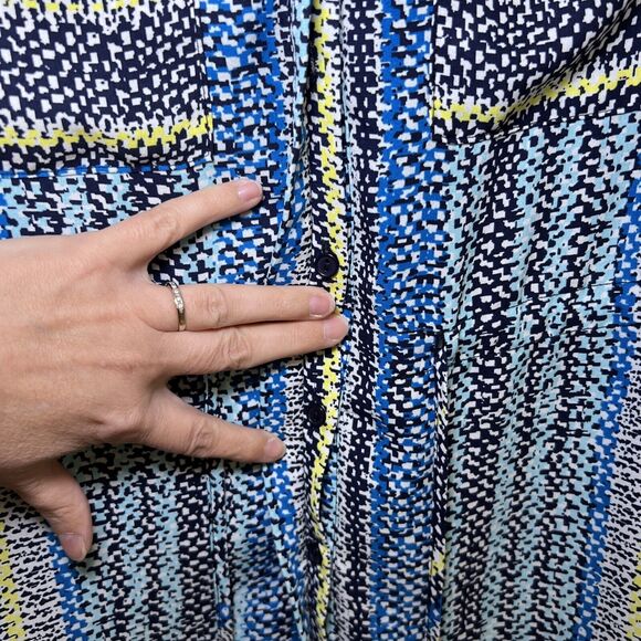 Skies Are Blue Sleeveless Dress Small Buttons Multicolor Pockets Cinch Tie Waist - Picture 11 of 11